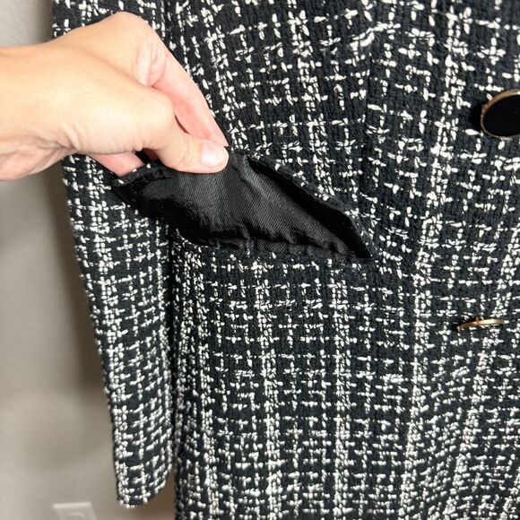 NEW Zara black plaid tweed double breasted longline blazer jacket size small - Picture 6 of 13